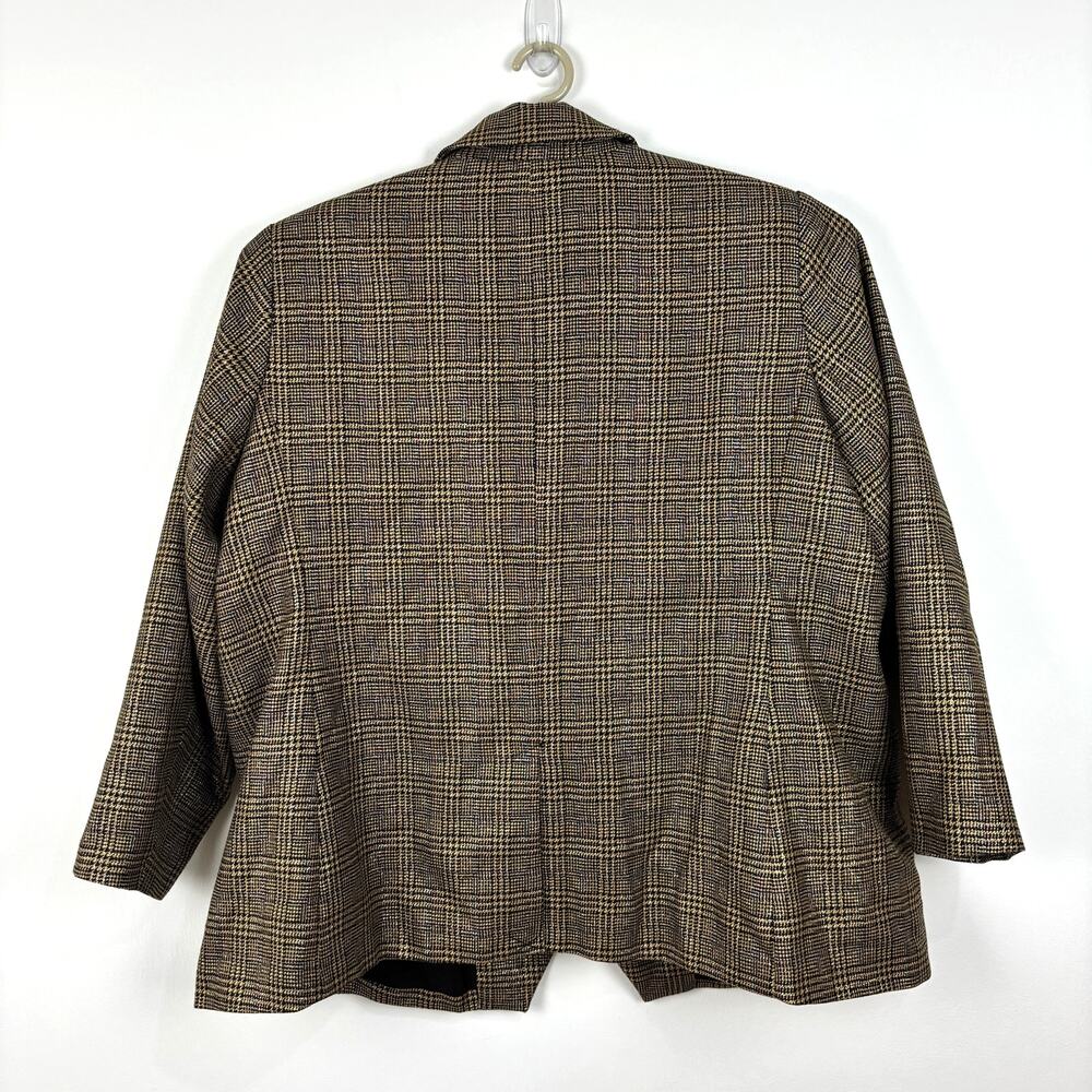 Nine West Double Breasted Blazer Jacket Brown Gold Metallic Plaid 3X NWOT NEW - Picture 3 of 14